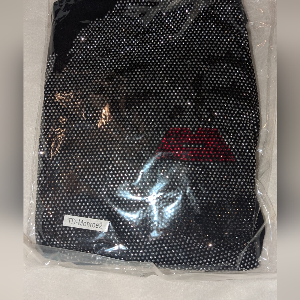 Shiny Tank Dress Midi One Size Assorted Design Embellishment Black - Picture 3 of 9